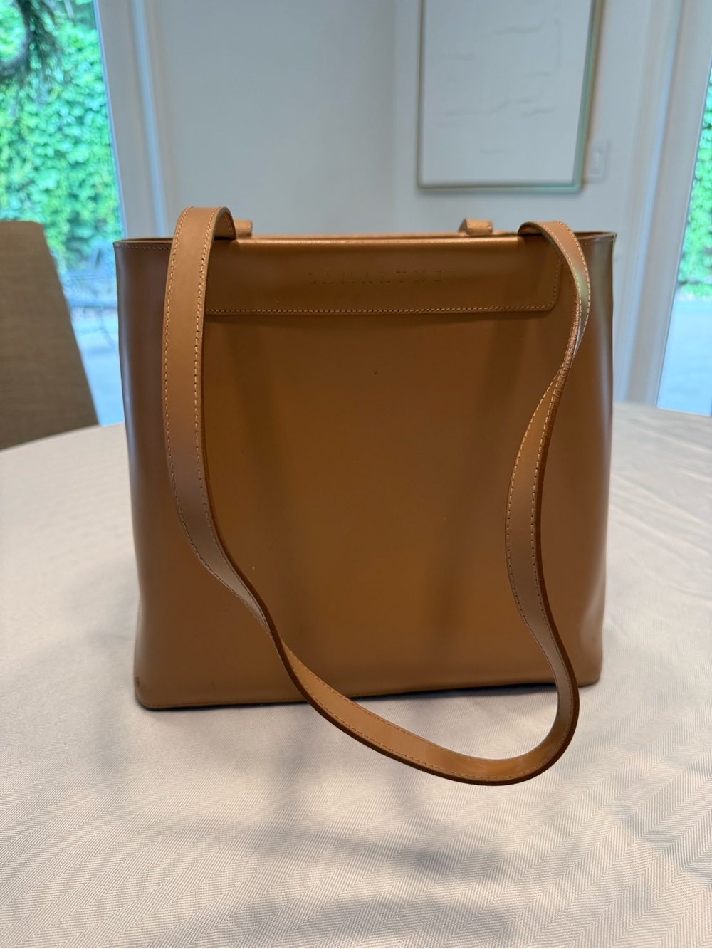 Classic Lamarthe Women's Leather Tote Bag in Cognac